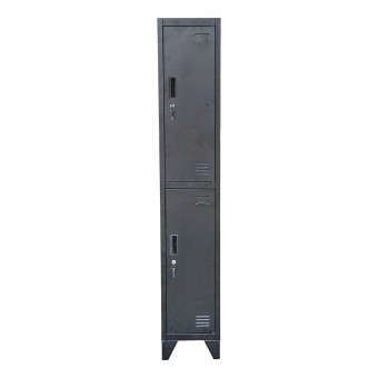 Dulap metalic fiset dublu tip vestiar negru cu 2 usi securizate 1850x380x450mm Breckner Germany