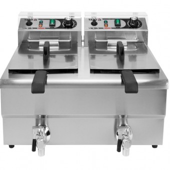 Friteuza inox cu valva 2x12 l, 380V
