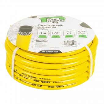 Furtun apa Micul Fermier, diametru 1/2 , lungime 20m, cu insertie, galben