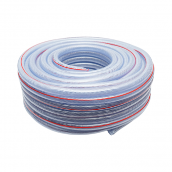 Furtun gradina PVC transparent 3/4 inch (19mm), PN6 bar, 19x25mm cu insertie textila impletita 50m/rola UZ INTENSIV