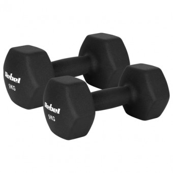 Gantera fonta invelis neopren hex 2 x 9kg rebel active