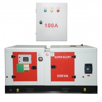 Generator electric trifazat 55KVA, 230/400V cu motor diesel Ricardo N4105ZDS-56KW si ATS 100A