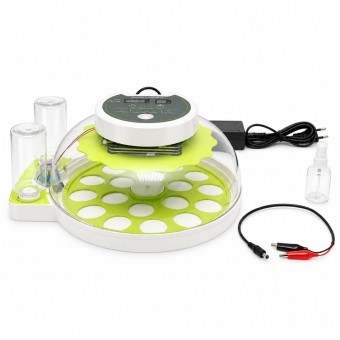 Incubator automat 18 oua 60W, 12V-220V, rotire automata, ovoscop LED, control temperatura, umiditate, afisaj digital, alarma
