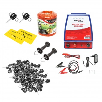 Kit complet gard electric 12/220V, 3.5 Joule lungime fir 500m, 50 izolatori si placute avertizare Breckner Germany