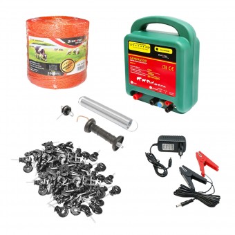 Kit complet gard electric 12/220V 6.5 Joule lungime fir 1000m, 100 izolatori Britmann
