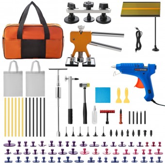 Kit pentru reparatie caroserie fara vopsire, 89 elemente, ventuze plastic