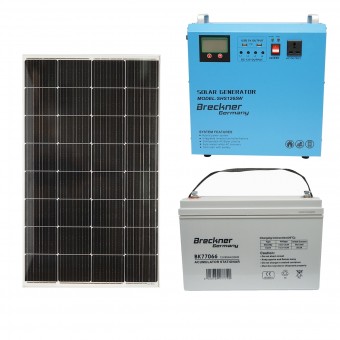 Kit sistem solar fotovoltaic cu baterie de stocare 1x12V/65AH. Invertor PMW 500W. Panou solar 200W Breckner Germany
