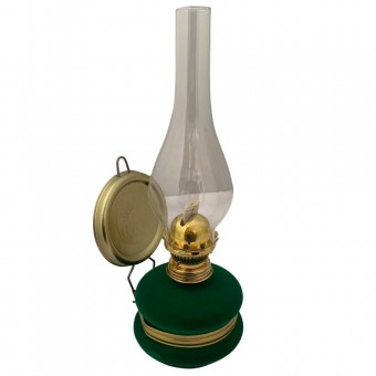 Lampa cu gaz lampant Vivatechnix Classic TR-1002V, rezervor sticla cu catifea, oglinda metal, Verde
