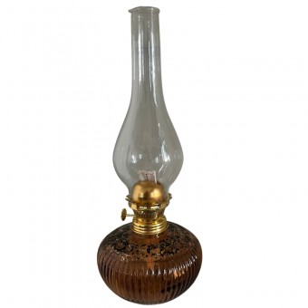 Lampa cu gaz lampant Vivatechnix TR-1015, sticla maro decorata