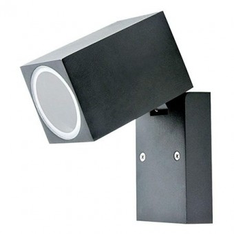 LAMPA CU SOCLU GU10 MONTAJ PERETE IP44, NEGRU