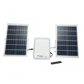 Lampa LED cu panouri solare 50W proiector 150W telecomanda, baterie 3,2V/40Ah Breckner Germany