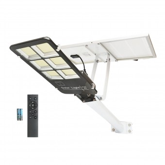 Lampa solara LED 300W cu panou solar 28W, baterie LiFePO4 3.2V/40Ah, 6000-8000K, senzor de miscare, telecomanda IP65 Breckner Germany