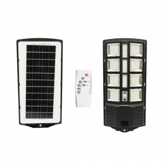 Lampa solara LED iluminat stradal 200W cu panou solar 12W, baterie LiFePO4 8000mAh, senzor miscare, telecomanda, prindere stalp IP67 Breckner Germany