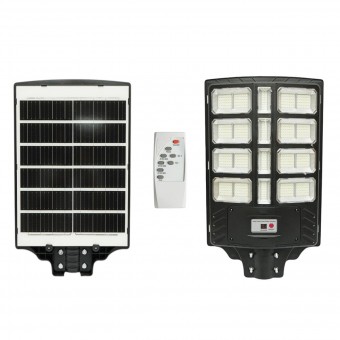 Lampa solara LED iluminat stradal 500W cu panou solar 15W, baterie 15000mAh, senzor miscare, telecomanda, prindere stalp IP66 Breckner Germany