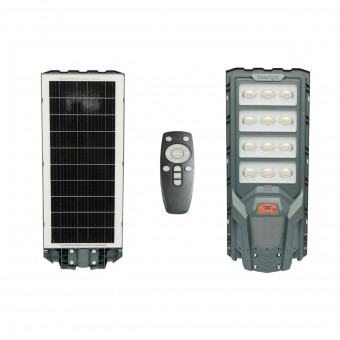 Lampa solara LED iluminat stradal 500W cu panou solar 25W, baterie 20000mAh, senzor miscare, telecomanda, prindere stalp IP65 Breckner Germany