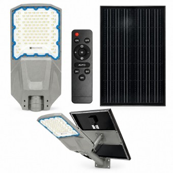 Lampa solara LED iluminat stradal 500W cu panou solar 50W, baterie LiFePO4 55000mAh, telecomanda si suport prindere Breckner Germany