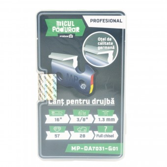 Lant Micul Padurar Profesional, 16, pas 3/8, grosime pinten 1.3mm, 57 pinteni, 28 dinti, full-chisel