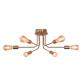 Lustra retro 6 x E27, Auriu, IP20, 200 x 660 mm, max 6 x 18 W