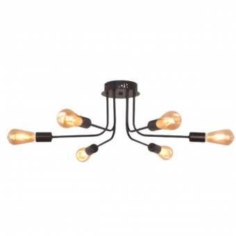 Lustra retro 6 x E27, Negru, IP20, 200 x 660 mm, max 6 x 18 W