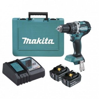 Makita DHP484RTE Masina de gaurit si insurubat cu percutie Li-Ion, 18V, 60Nm + 2 x acumulator 5Ah + incarcator - 88381674904