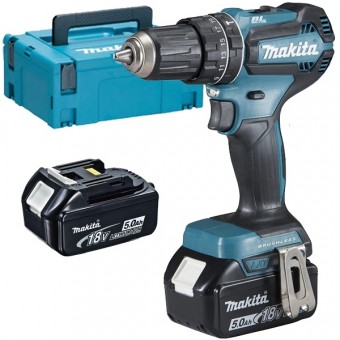 Makita DHP485RTJ Masina de gaurit si insurubat cu percutie Li-Ion, 18V, 50Nm + 2 x acumulator + incarcator - 88381866286