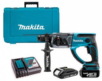 Makita DHR202RX4 Ciocan rotopercutor 1.9J + 2 acumulatori Li-Ion, 18V, 3Ah/1.5Ah + incarcator + valiza - 008838186505