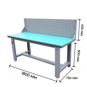 Masa, banc de lucru atelier cu panou perforat 1800x750x800+450mm