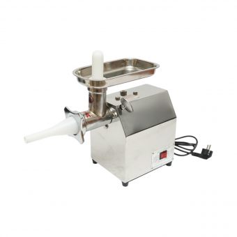 Masina de tocat carne inox electrica 600W, 220V, capacitate 100 kg/h, adaptor carnati, 2 site si 2 cutite incluse 340x185x365mm