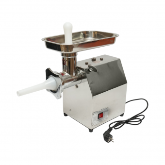 Masina de tocat carne inox electrica 850W, 220V, capacitate 150 kg/h, adaptor carnati, 2 site si 2 cutite incluse 380x210x415mm