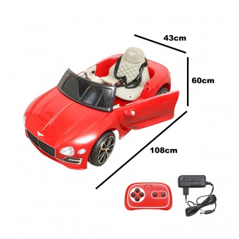 Masinuta electrica cu acumulator si telecomanda pentru copii Bentley rosie 6V/7Ah JE1166 scaun piele