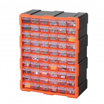 Organizator accesorii cu 60 sertare, Plastic, 38x16x47 cm
