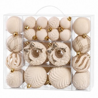 Ornamente catifelate de craciun / crem 46p