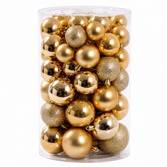 Ornamente plastic de craciun / auriu - 60p