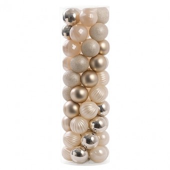 Ornamente plastic de craciun bej-deschis 50p