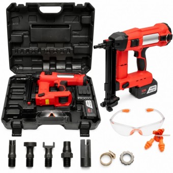 Pistol de batut cuie in beton si metal cu acumulator 20V, 4Ah Li-ion, LED, brushless, 100 Joule, cuie 15-40mm, diametru 2.7-3mm, magazie 33 cuie Breckner Germany