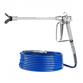 Pistol si furtun pentru vopsit, 15.2 m, 248 Bar, 5 x duze 211, 315, 417, 517, 623, Tije prelungitoare 30, 50, 60 cm, Otel/Aluminiu