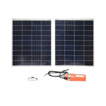 Pompa apa submersibila 24V, D95mm cu panouri solare policristaline 150W