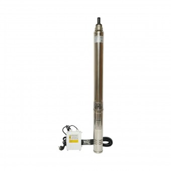 Pompa apa submersibila inox 2.2kW, 220V, D100mm, debit 6 m3/h, inaltime refulare 105m, 15 turbine ceramice, racire pe ulei, panou de control K90QJD2-105/15-2.2 Breckner Germany