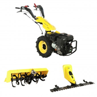 ProGARDEN Campo U16 motocultor multifunctional 14CP, benzina, EU V, pornire la sfoara, 3+2 viteze, reductor + FT90 freza tractata 900mm + BC120M bara cosire mobila 120cm