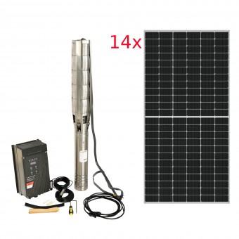 Progarden Pachet Aqua SOLAR 4053 pompa submersibila, 3, solar, 3000W/300V, MPPT, 660L/min, 45m, multietajata apa curata + 14 x SP460M-72H Panou fotovoltaic