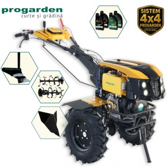 ProGARDEN Pachet Campo 1273 Alpine V2, Motocultor 12CP + Plug simplu+ Plug bilonat/rarita + 4 L Ulei