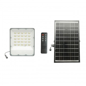 Proiector LED 200W, 6500K cu panou solar bifacial 20W, baterie 10000mAh si telecomanda IP66 Breckner Germany