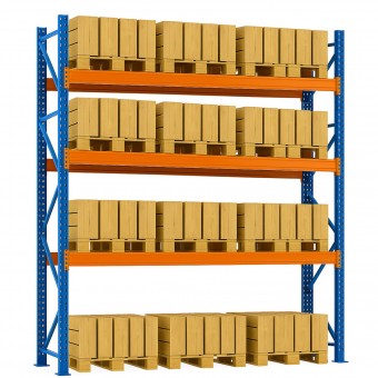Raft depozitare paleti pe 4 niveluri, 29.7m lungime, 1m adancime, 3.2m inaltime, capacitate 132 paleti (12x11)