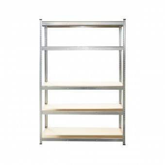 Raft metalic cu 5 polite MDF, 180x120x45cm, 175kg/polita, montaj fara suruburi, galvanizat