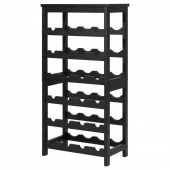 Raft modular detasabil pentru 24 sticle de vin, Stivuibil, Lemn Bambus, 6 Niveluri, 410 x 240 x 823 mm, Negru
