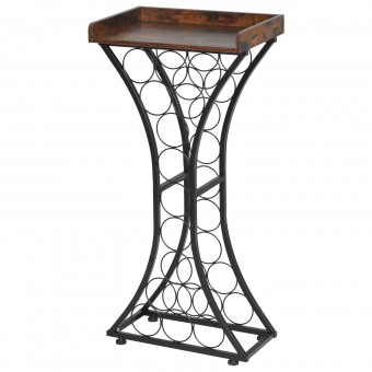 Raft pentru 15 de sticle de vin, Metal/MDF, Negru/Maro, 430 x 290 x 895 mm