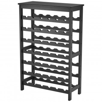 Raft pentru 42 de sticle de vin, 7 niveluri, Vivatechnix Modular, 660 x 290 x 1000 mm, Lemn bambus,  negru