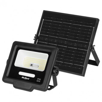 Reflector led 60w 6800 panou solar 6w telecomanda rebel
