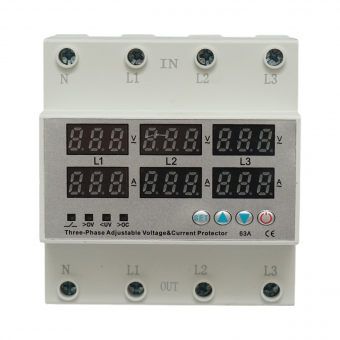 Releu digital siguranta 4P 63A 300V. trifazic pentru monitorizare si protectie subtensiune, supratensiune Suntree