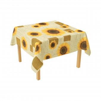 Rola fata de masa decorativa PVC 1.37x20m, grosime 0.18mm, textil 45 g/mp, model floarea soarelui Breckner Germany